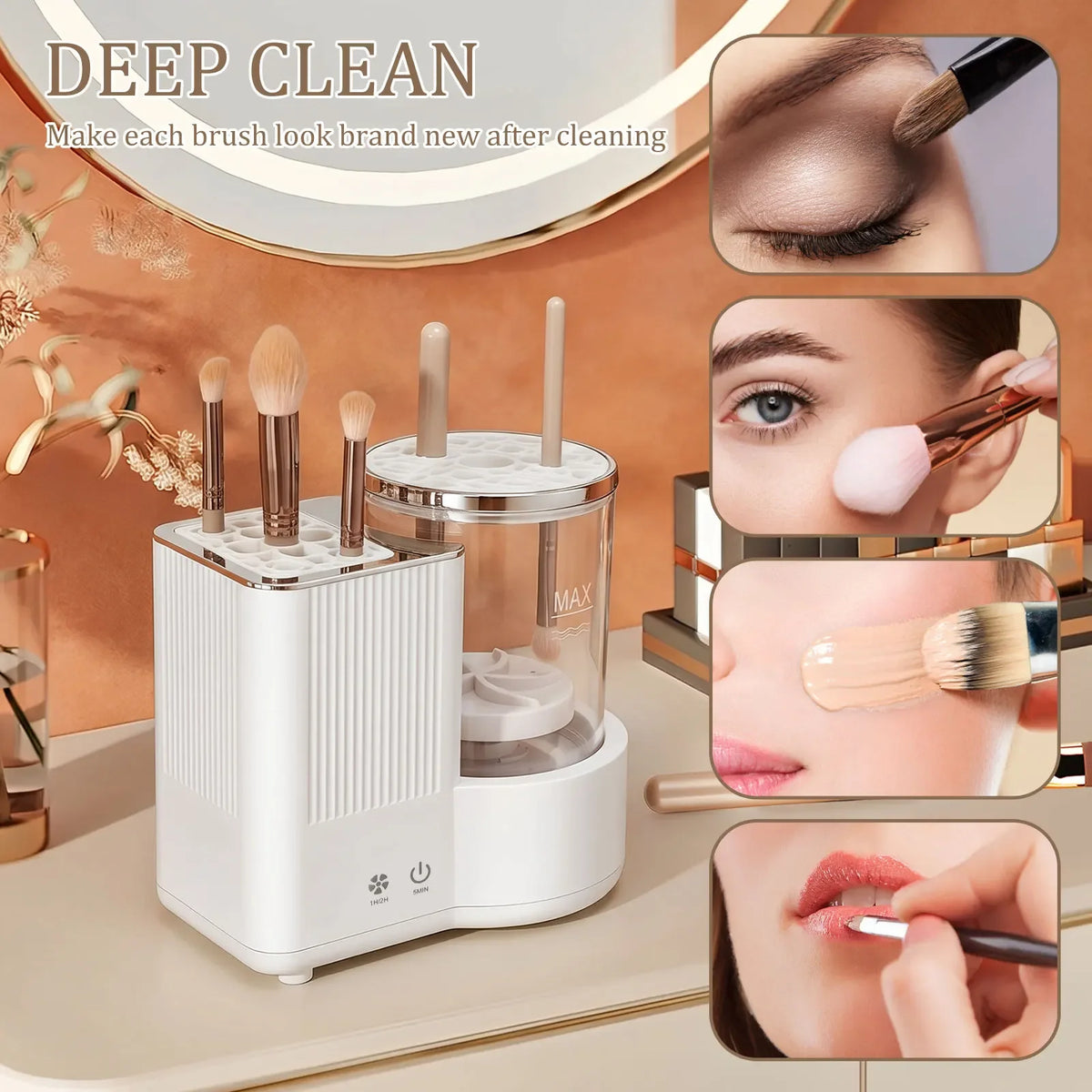 Machine de nettoyage électrique 3 en 1 pour pinceaux de maquillage